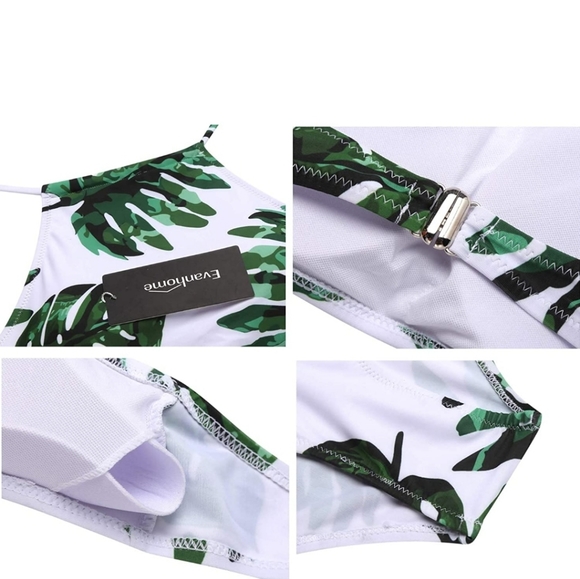 women's halter leaves bathingsuit high Neck Bikini Swimsuits size med - Picture 5 of 6